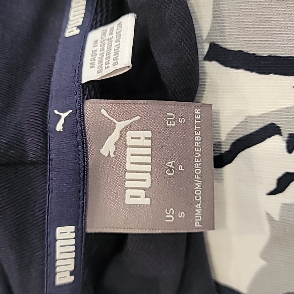 Puma Mens Pullover Hoodie Dark Navy Gray White Small Camouflage Graphic - Picture 9 of 10